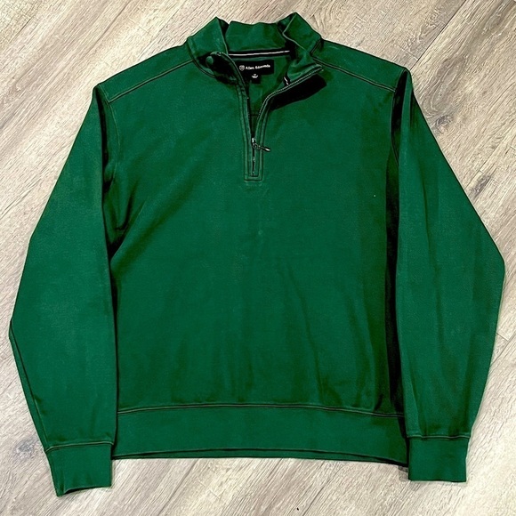 Men’s Medium Allen Edmonds Shoe Green Quarter Zip Lux Cotton Pullover Sweater - Picture 1 of 7